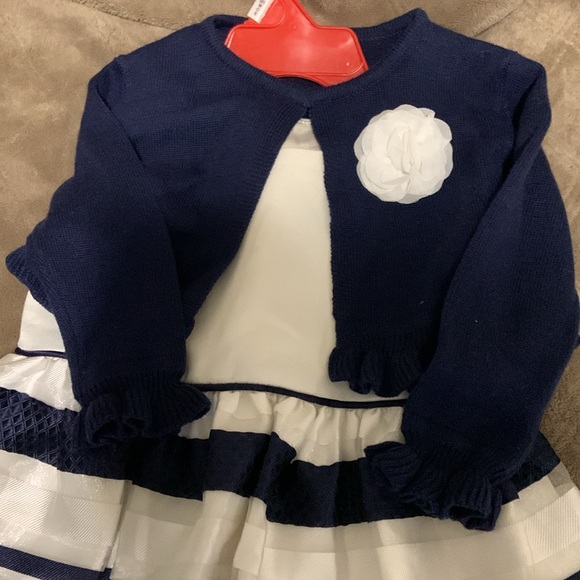 Cinderella striped dress with navy cardigan 18 months - Picture 2 of 9
